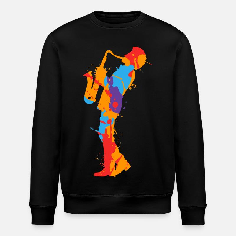 Saxophonist bunt Saxofon Kinder Herren Saxophon - Stanley/Stella Unisex Bio-Sweatshirt ROLLER - Schwarz
