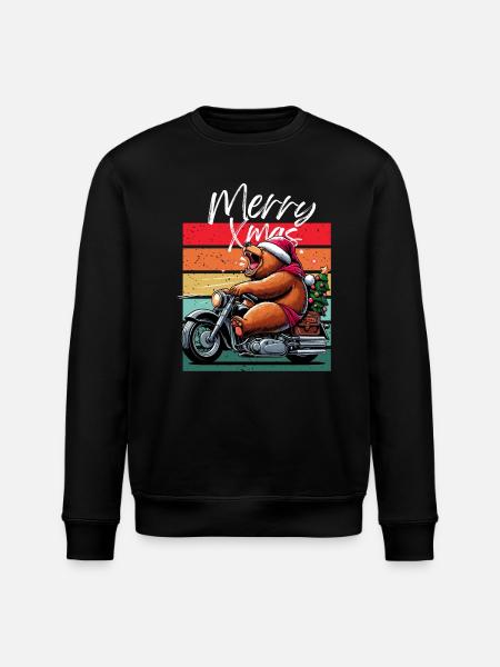 Glædelig jul Biker Motorcykel Retro Bjørn Jul - Stanley/Stella økologisk unisex-sweatshirt ROLLER - sort