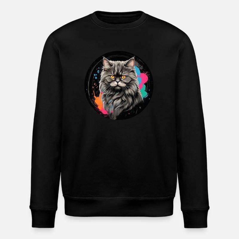 Süßes Perserkatzenportrait mit Farbklecksen - Stanley/Stella Unisex Bio-Sweatshirt ROLLER - undefined