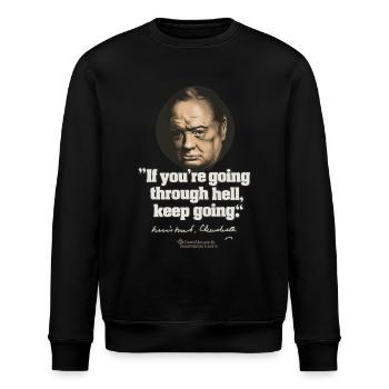 Churchill Zitat Durch die Hölle gehen - Stanley/Stella Unisex Bio-Sweatshirt ROLLER - Schwarz - Vorne - Nik (191cm)