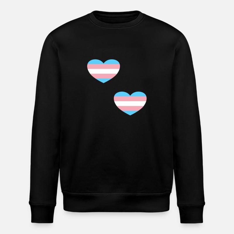 Trans Flag Hearts - Stanley/Stella ROLLER Unisex Organic Sweatshirt - black