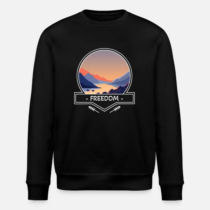 Freedom - Mountains and Water - Stanley/Stella Unisex Bio-Sweatshirt ROLLER - Schwarz