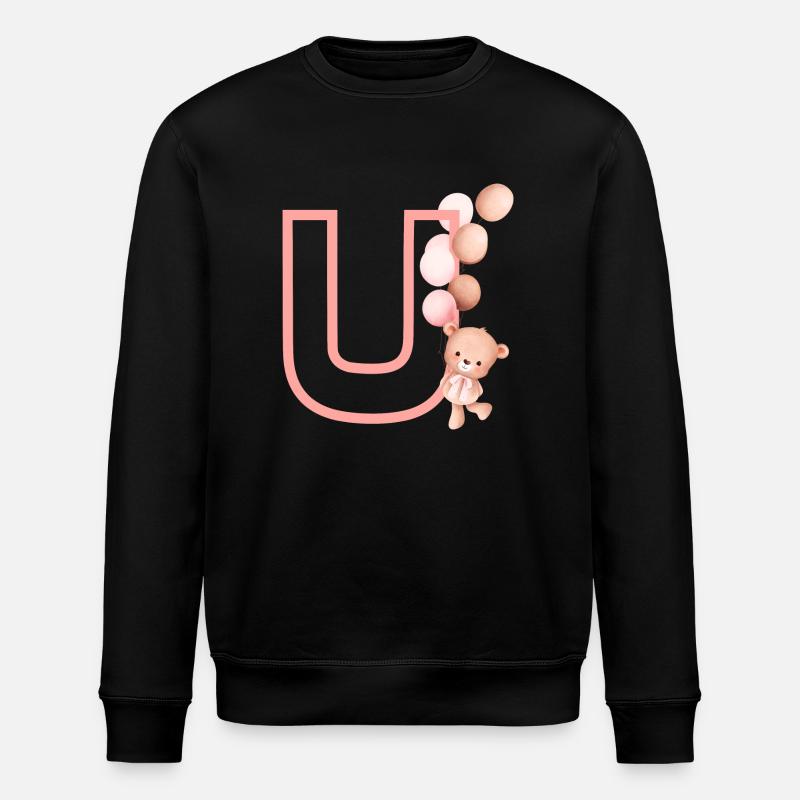 Lettre u rose ours - Sweat bio ROLLER Stanley/Stella Unisexe - noir