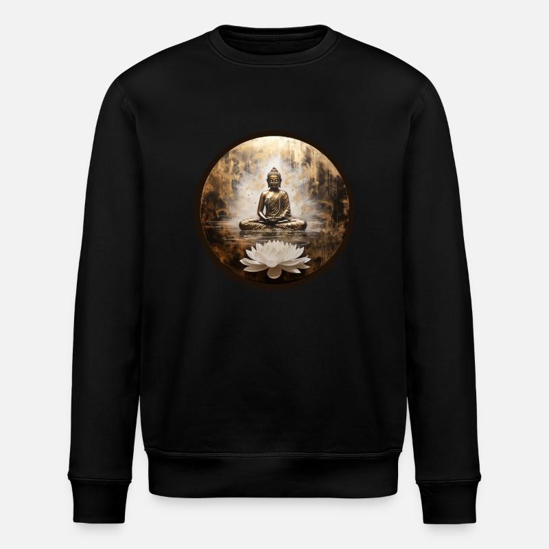 Meditation Lotus Purity Wisdom Compassion - Stanley/Stella ROLLER Unisex Organic Sweatshirt - black