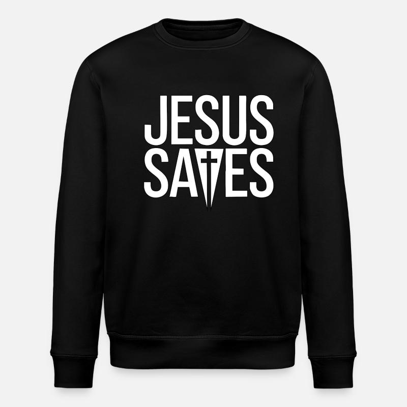 Jesus saves - Jesus saves - Stanley/Stella ROLLER Unisex Organic Sweatshirt - black