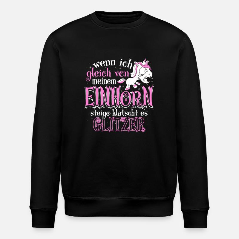 Einhorn Glitzer - Stanley/Stella Unisex Bio-Sweatshirt ROLLER - Schwarz