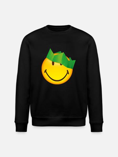 Smiley Green Crown - Stanley/Stella ROLLER Unisex Organic Sweatshirt - black
