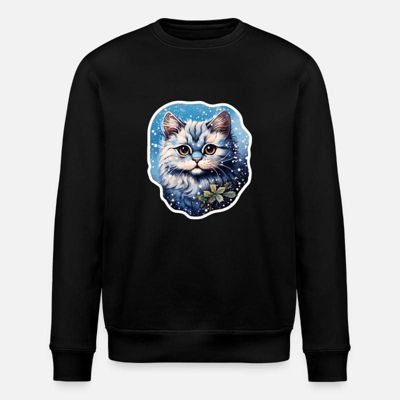 Cat in snowfall - Stanley/Stella ROLLER Unisex Organic Sweatshirt - black