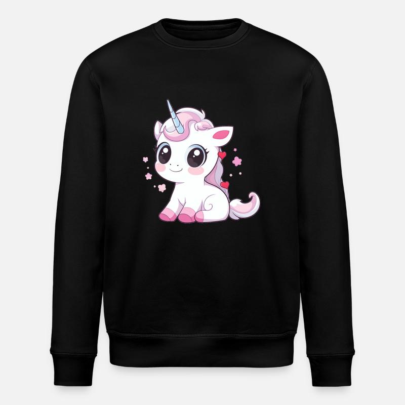 Süßes Einhorn - Stanley/Stella Unisex Bio-Sweatshirt ROLLER - Schwarz