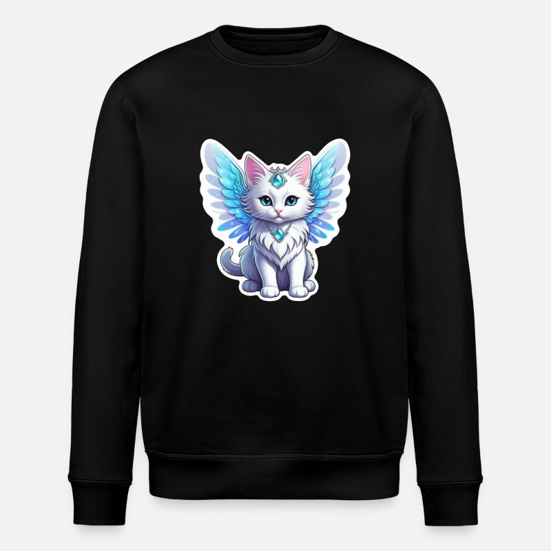 Cat with Wings - Stanley/Stella ROLLER Unisex Organic Sweatshirt - black