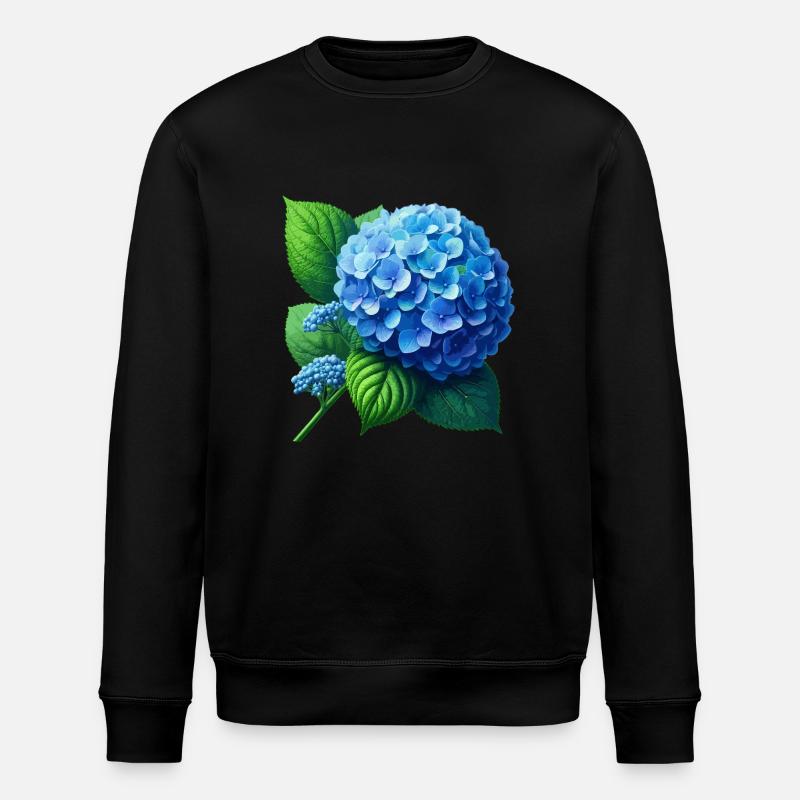 Hydrangea blue - Stanley/Stella ROLLER Unisex Organic Sweatshirt - black