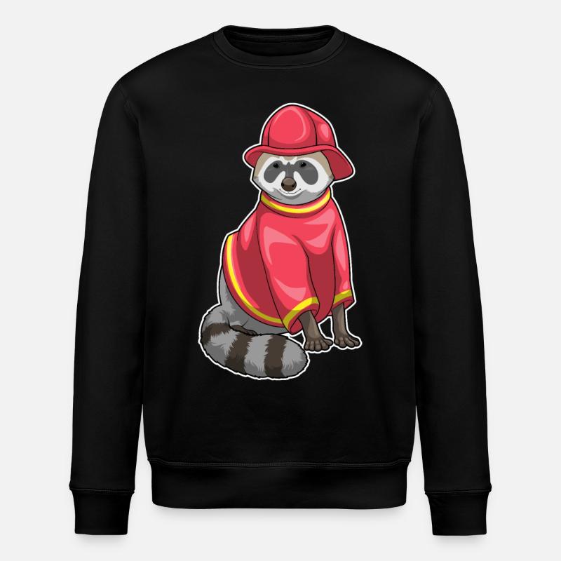 Raccoon Firefighter Fire Brigade - Stanley/Stella ROLLER Unisex Organic Sweatshirt - black