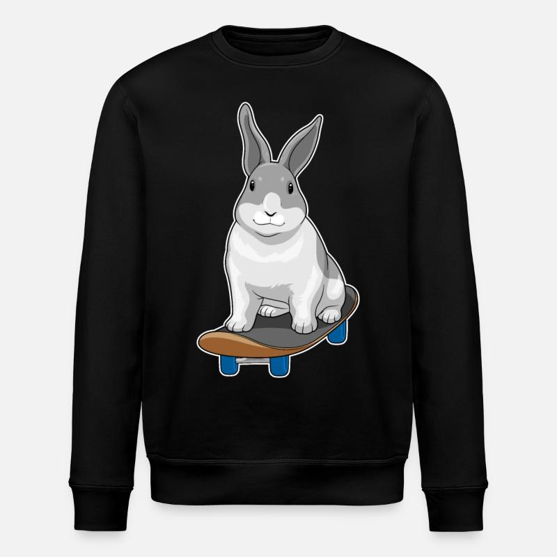 Rabbit Skater Skateboard - Stanley/Stella ROLLER Unisex Organic Sweatshirt - black