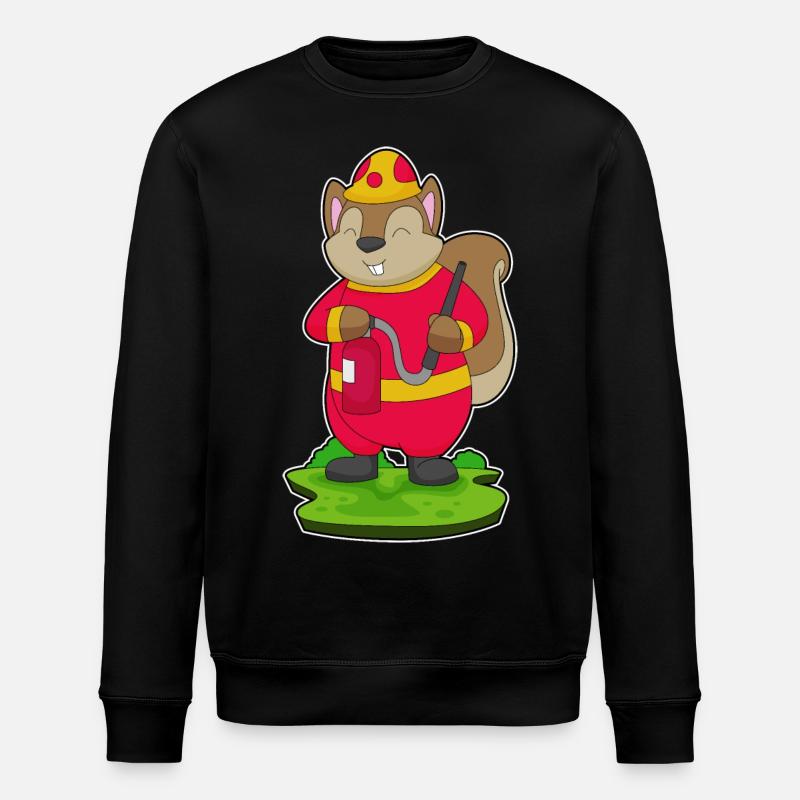 Squirrel Firefighter Fire Hose - Stanley/Stella ROLLER Unisex Organic Sweatshirt - black