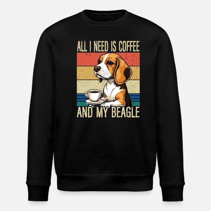 Coffee and my Beagle - Stanley/Stella ROLLER Unisex Organic Sweatshirt - black