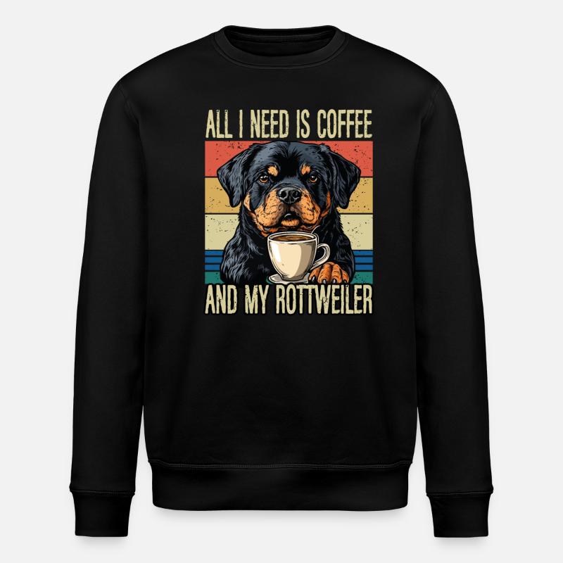 Coffee and my Rottweiler - Stanley/Stella ROLLER Unisex Organic Sweatshirt - black