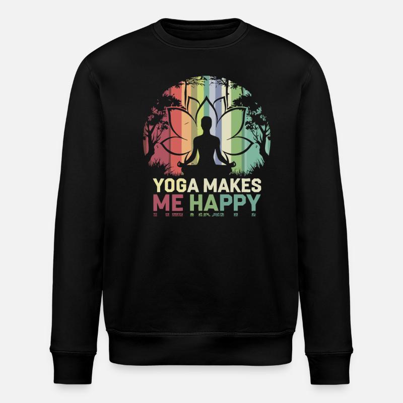 Yoga makes me happy - Stanley/Stella Unisex Bio-Sweatshirt ROLLER - Schwarz