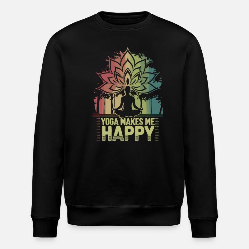 Yoga makes me happy - Stanley/Stella ROLLER Unisex Organic Sweatshirt - black