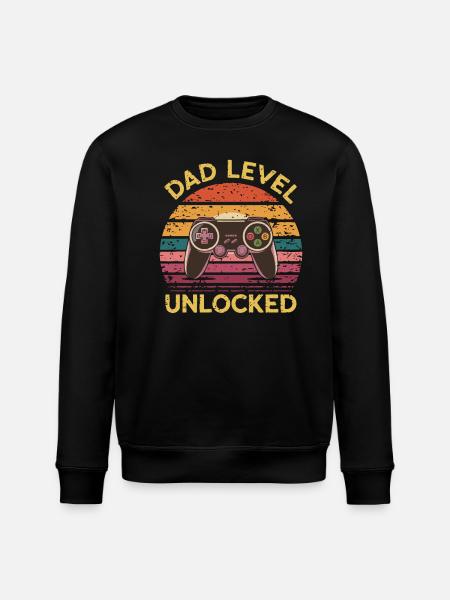 Dad level unlocked - Stanley/Stella ROLLER Unisex Organic Sweatshirt - black