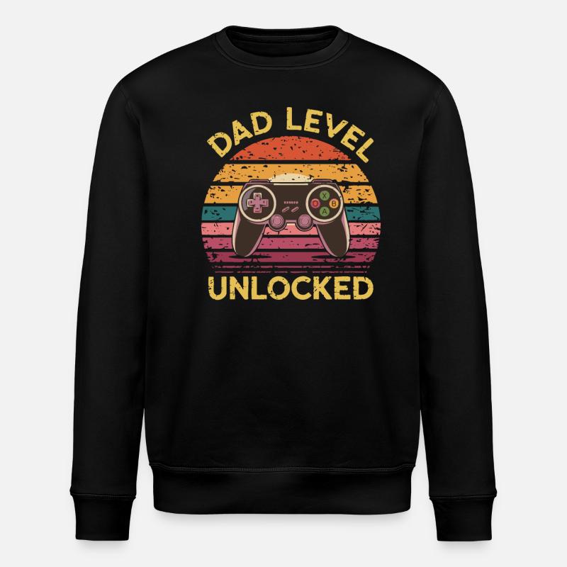 Dad level unlocked - Stanley/Stella ROLLER Unisex Organic Sweatshirt - black