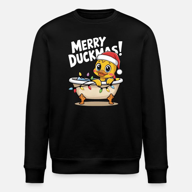 Ente Weihnachten Weihnachtspullover Merry Duckmas - Stanley/Stella Unisex Bio-Sweatshirt ROLLER - Schwarz