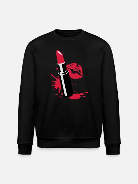 Lipstick with kissing lips - Stanley/Stella ROLLER Unisex Organic Sweatshirt - black