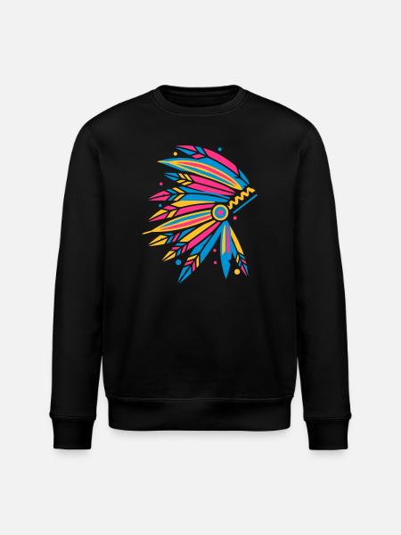 Coiffe amérindienne - Sweat bio ROLLER Stanley/Stella Unisexe - noir