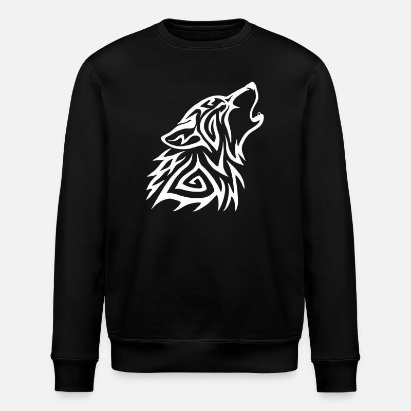 Tribal Wolf Howl White - Stanley/Stella Unisex Bio-Sweatshirt ROLLER - Schwarz