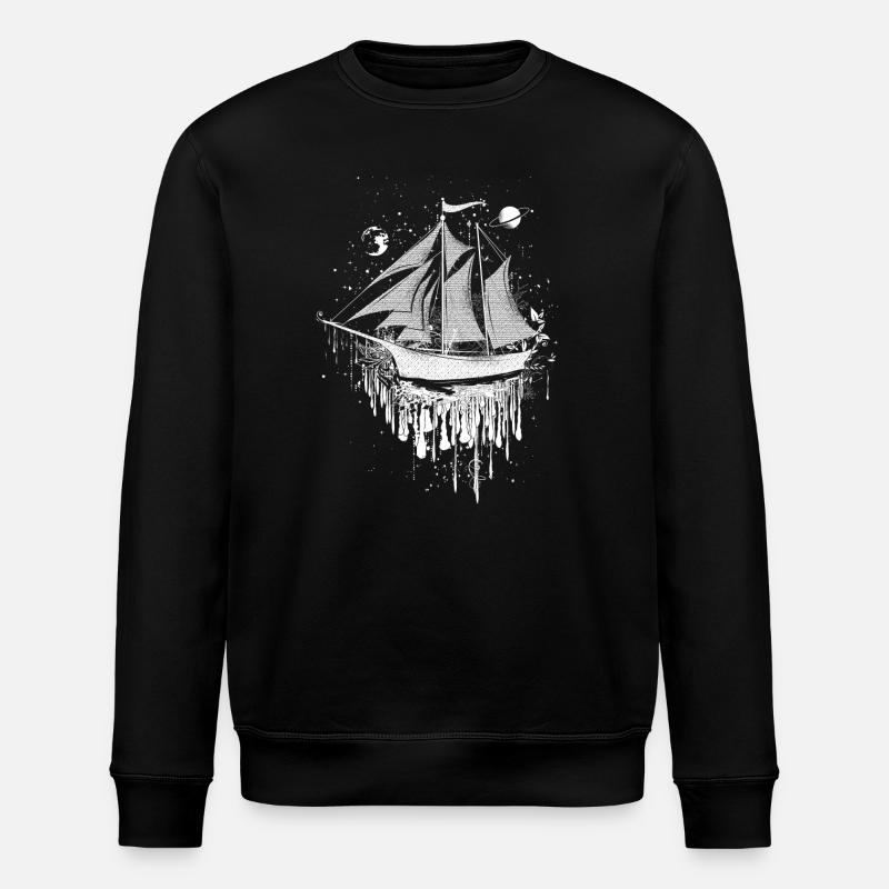 surrealistic sailing ship - Stanley/Stella ROLLER Unisex Organic Sweatshirt - black