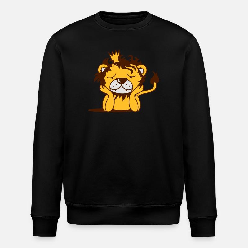 melancholischer Löwe mit Krone - Stanley/Stella Unisex Bio-Sweatshirt ROLLER - Schwarz