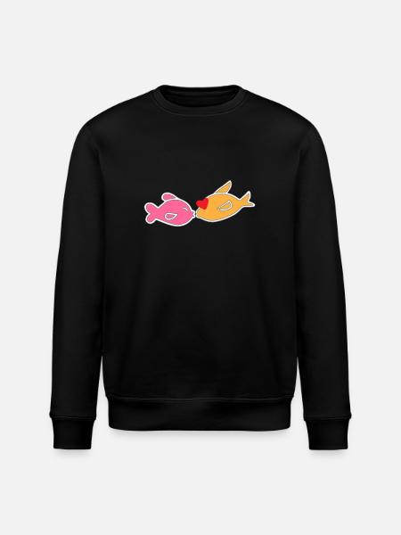 Kissing fish - Stanley/Stella ROLLER Unisex Organic Sweatshirt - black