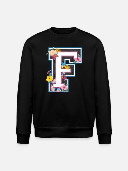 Letter F in varsity style - Stanley/Stella ROLLER Unisex Organic Sweatshirt - black