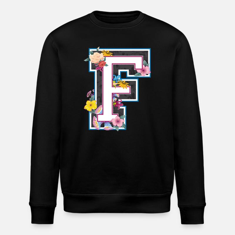 Buchstabe F im varsity Stil - Stanley/Stella Unisex Bio-Sweatshirt ROLLER - Schwarz