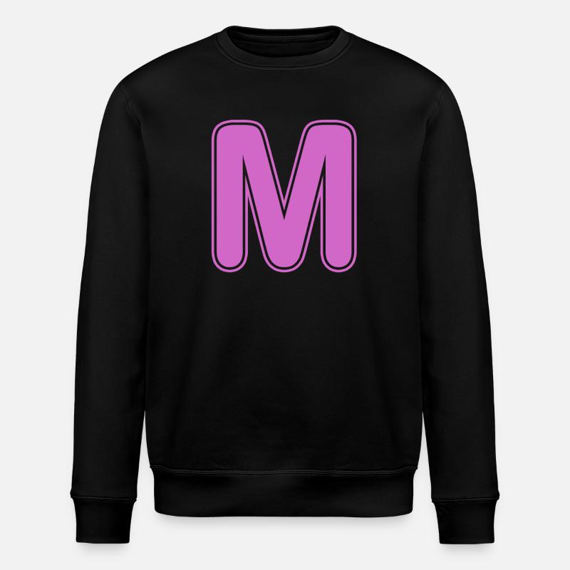 M Letter Alphabet Name Spelling Gift - Stanley/Stella ROLLER Unisex Organic Sweatshirt - black