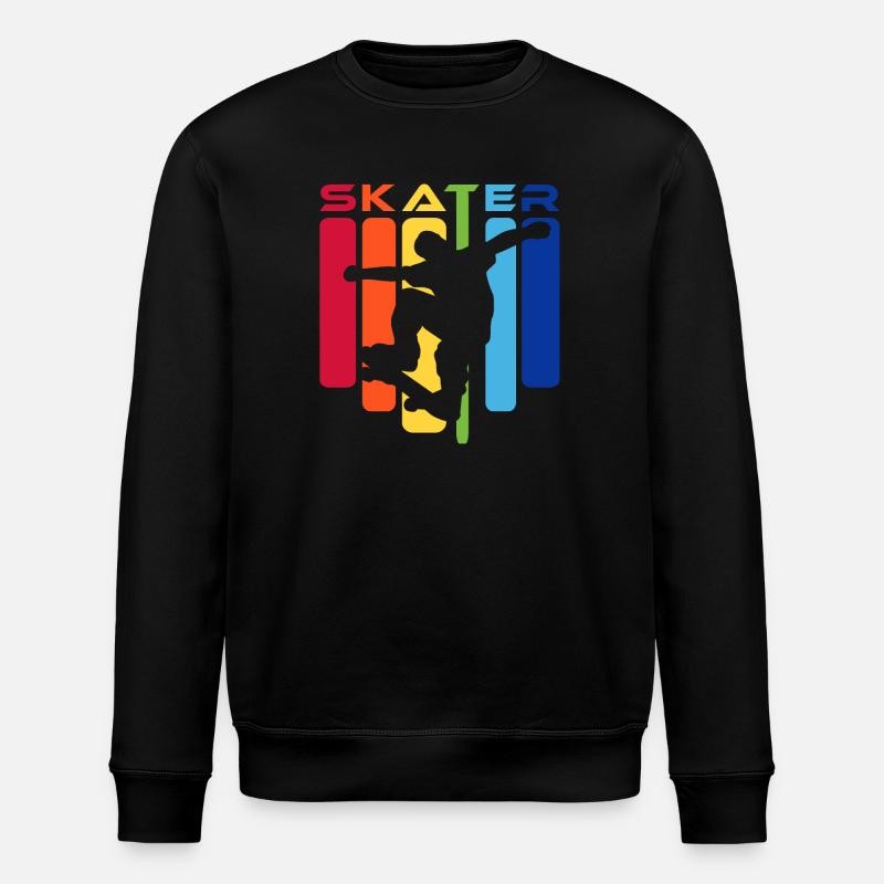 Skater Kids Rainbow Silhouette - Stanley/Stella Unisex Bio-Sweatshirt ROLLER - Schwarz