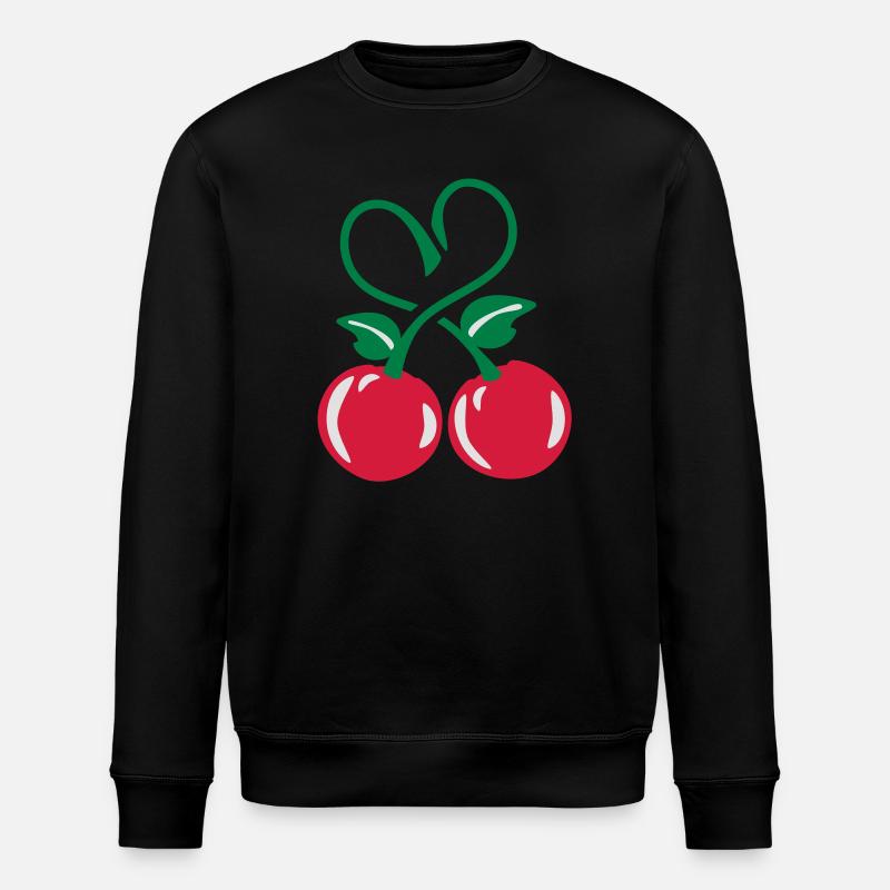kirschen herz - Stanley/Stella Unisex Bio-Sweatshirt ROLLER - Schwarz