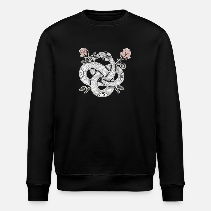 Schlangen-Design mit Rosen - Stanley/Stella Unisex Bio-Sweatshirt ROLLER - Schwarz
