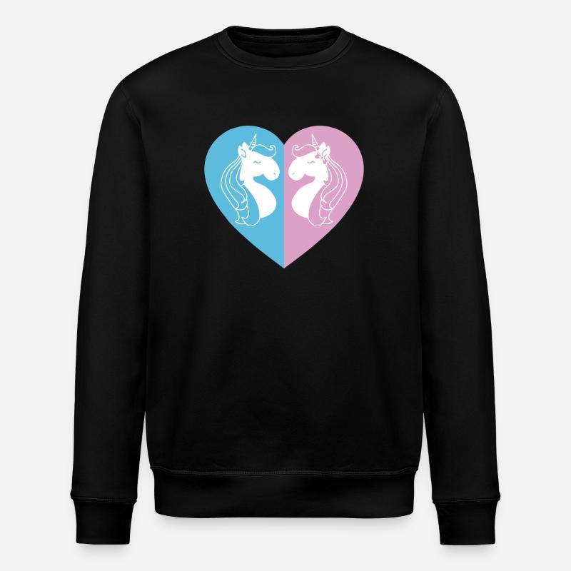 Zweiseitiges Einhornherz - Stanley/Stella Unisex Bio-Sweatshirt ROLLER - Schwarz