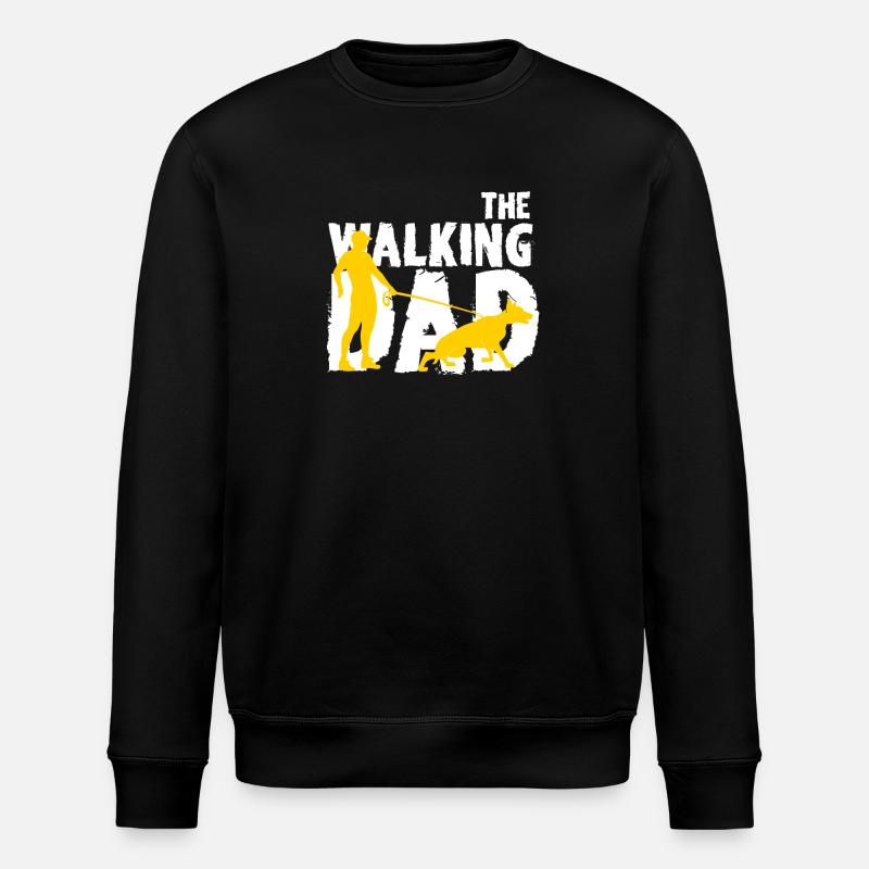 Walking dad and dog - Stanley/Stella ROLLER Unisex Organic Sweatshirt - black