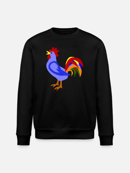 Farbenfroher Hahn im Kunstdesign - Stanley/Stella Unisex Bio-Sweatshirt ROLLER - Schwarz