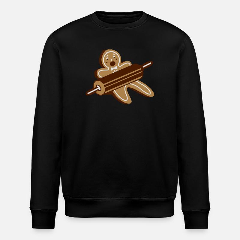 Nudelholz und Lebkuchenmann - Stanley/Stella Unisex Bio-Sweatshirt ROLLER - Schwarz
