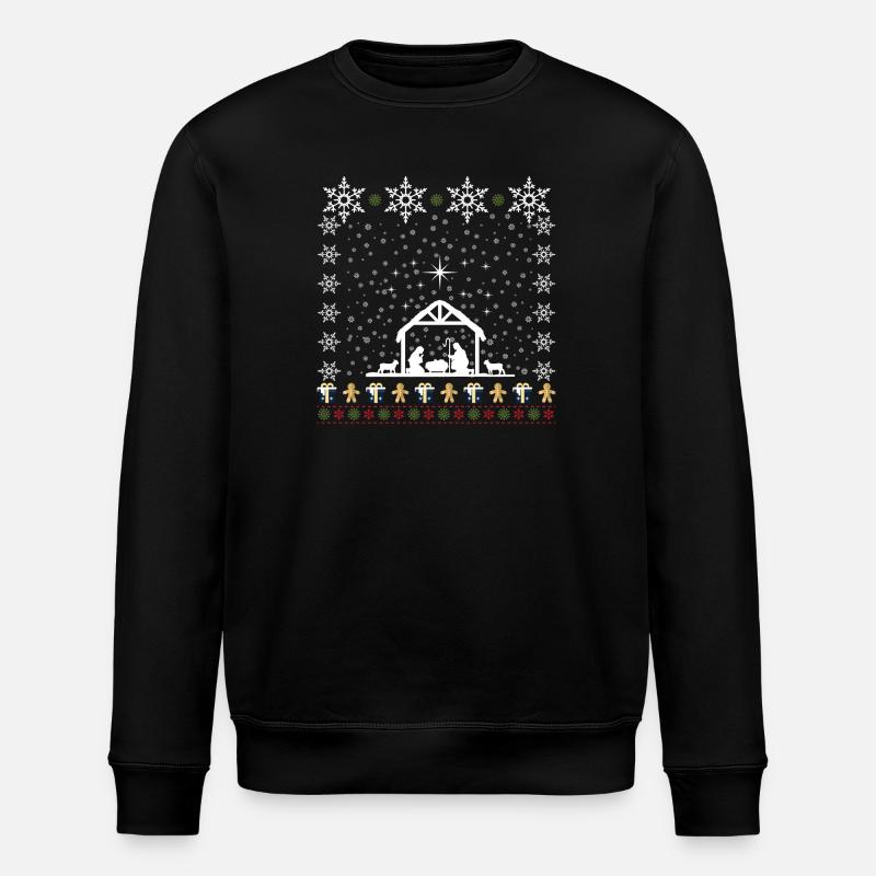 Ugly Christmas Krippe Weihnachtsstern - Stanley/Stella Unisex Bio-Sweatshirt ROLLER - Schwarz