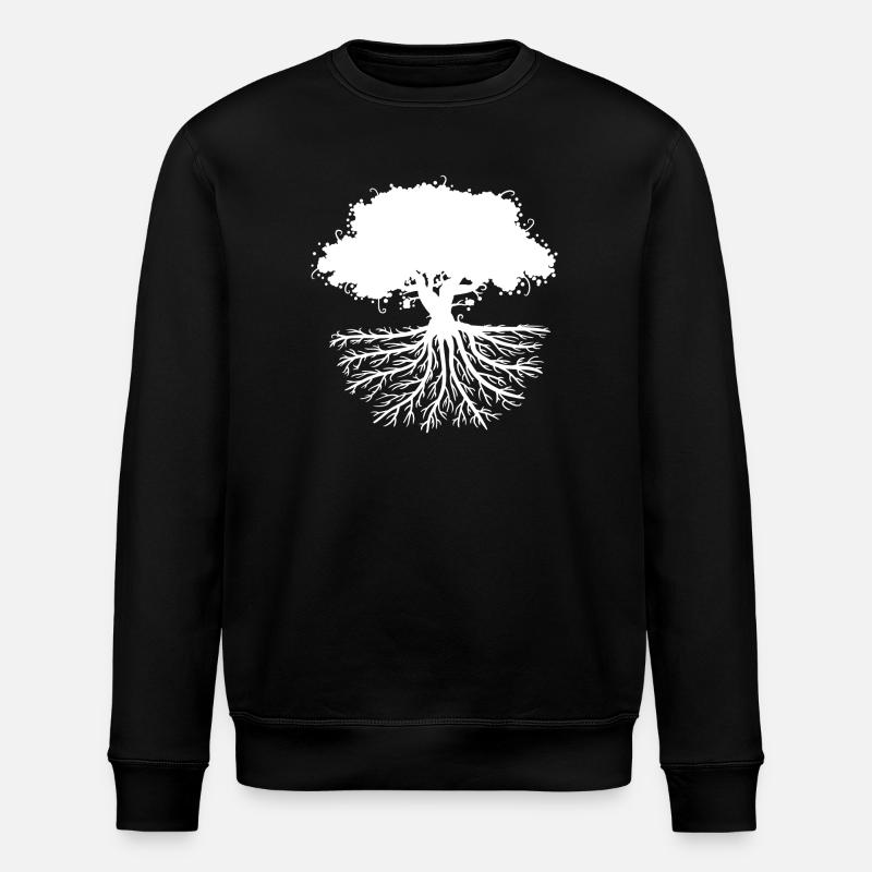 tree roots white - Stanley/Stella ROLLER Unisex Organic Sweatshirt - black