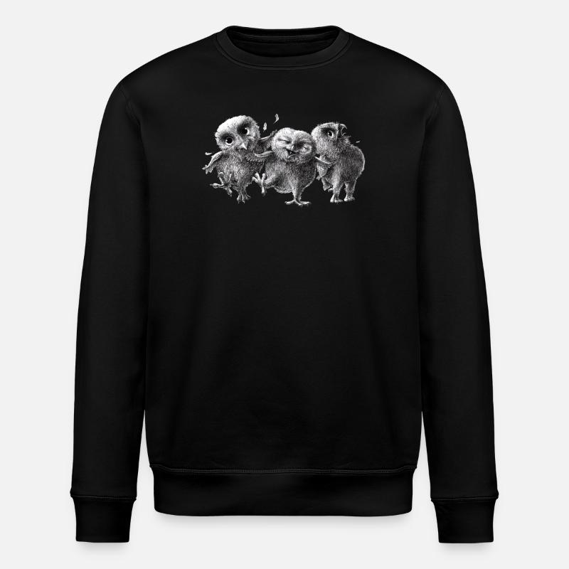 trois hiboux heureux - Sweat bio ROLLER Stanley/Stella Unisexe - noir