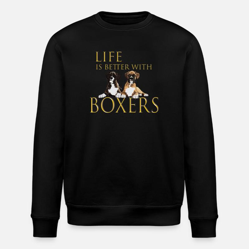 Boxerhundeleben ist mit Boxern besser - Stanley/Stella Unisex Bio-Sweatshirt ROLLER - Schwarz