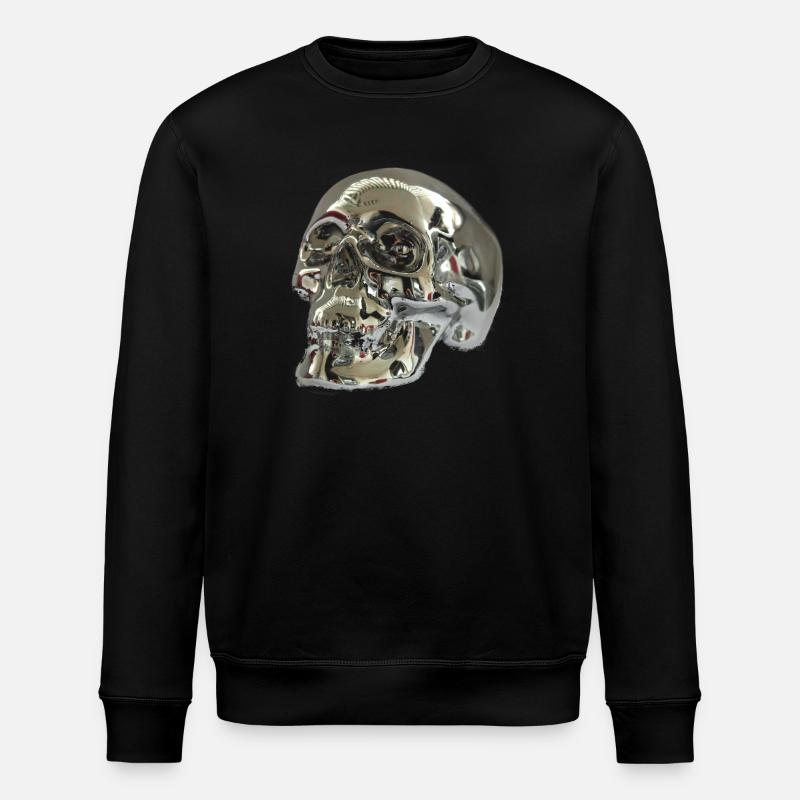 Silver skull - Stanley/Stella ROLLER Unisex Organic Sweatshirt - black