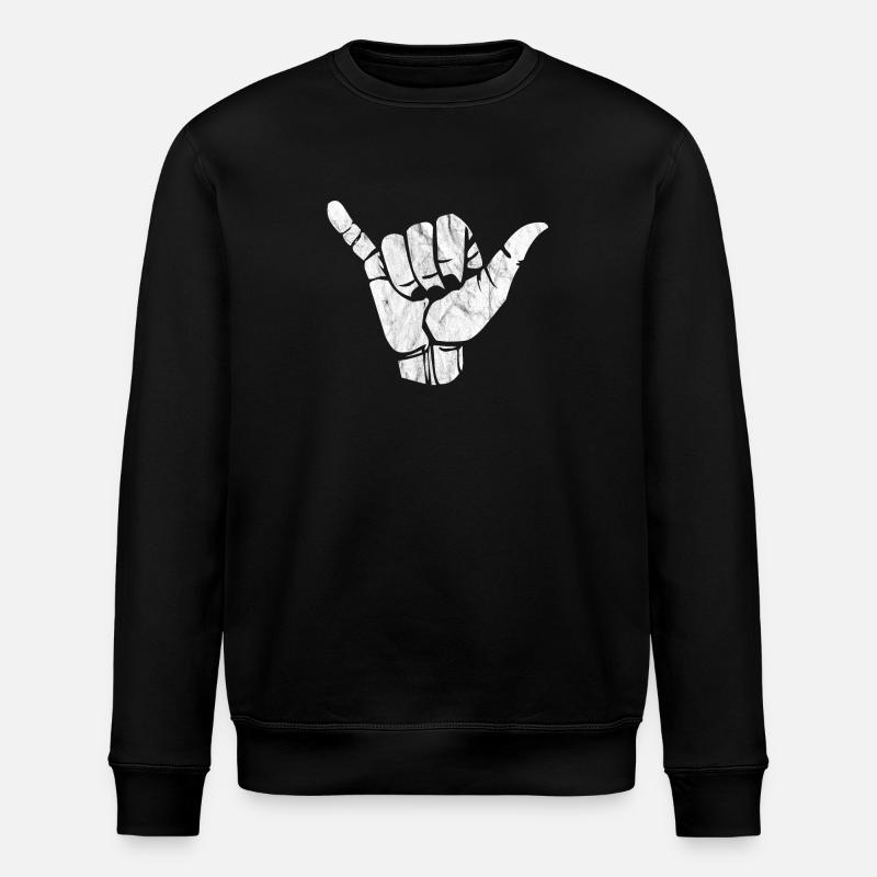 Shaka Handzeichen Hang - Stanley/Stella Unisex Bio-Sweatshirt ROLLER - Schwarz