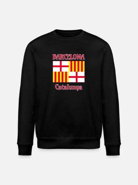 Drapeau de Barcelone en rouge, blanc et jaune - Sweat bio ROLLER Stanley/Stella Unisexe - noir