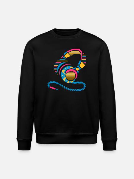 Headphones of patterns and stripes - Stanley/Stella ROLLER Unisex Organic Sweatshirt - black