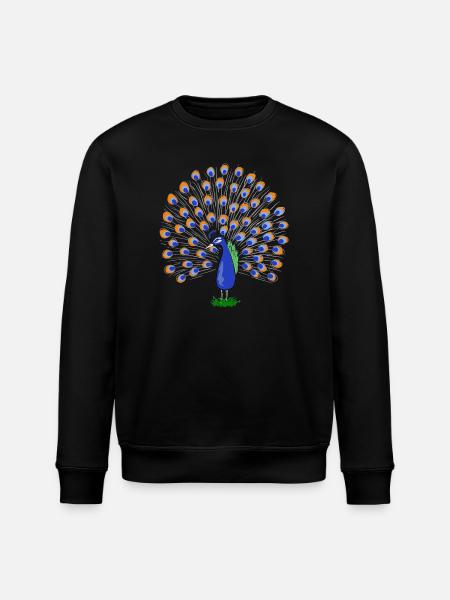 Bunte Pfauenfeder Illustration - Stanley/Stella Unisex Bio-Sweatshirt ROLLER - Schwarz